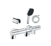 Pack mitigeur bain douche thermostatique Precision Get + douchette carré 2 jets + flexible + support