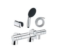 Pack mitigeur bain douche thermostatique Precision Get + douchette ronde 2 jets + flexible + support