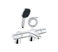 Pack mitigeur bain douche thermostatique Precision Trend + douchette carré 2 jets + flexible