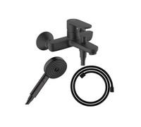 Pack mitigeur bain douche Vernis Blend + Flexible Designflex + Pommeau HANSGROHE Pulsify Select 105 3 jets noir mat