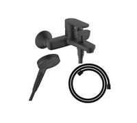 Pack mitigeur bain douche Vernis Blend + Flexible Designflex + Pommeau HANSGROHE Vernis Blend 100 Vario noir mat