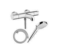 Pack mitigeur bain thermostatique Ecostat 1001CL + Flexible Designflex + Pommeau Croma Select E EcoSmart blanc/chromé