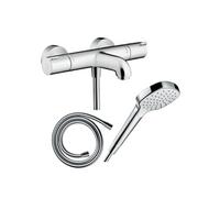 Pack mitigeur bain thermostatique Ecostat 1001CL + Flexible Isiflex + Pommeau Croma Select E EcoSmart blanc/chromé