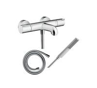 Pack mitigeur bain thermostatique Ecostat 1001CL + Flexible Isiflex + Pommeau HANSGROHE Pulsify E 100 EcoSmart chromé