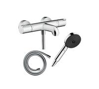 Pack mitigeur bain thermostatique Ecostat 1001CL + Flexible Isiflex + Pommeau Pulsify Select EcoSmart 105 3jets chromé