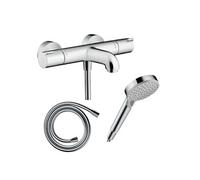 Pack mitigeur bain thermostatique Ecostat 1001CL + Flexible Isiflex + Pommeau Vernis Blend 100 EcoSmart 2jets chromé