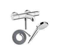 Pack mitigeur bain thermostatique Ecostat 1001CL + Flexible Metaflex + Pommeau Croma Select E EcoSmart blanc/chromé