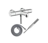 Pack mitigeur bain thermostatique Ecostat 1001CL + Flexible Metaflex + Pommeau HANSGROHE Pulsify E 100 EcoSmart chromé