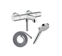 Pack mitigeur bain thermostatique Ecostat 1001CL + Flexible Metaflex + Pommeau Vernis Blend 100 EcoSmart 2jets chromé