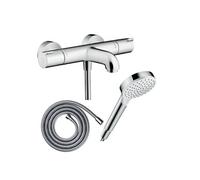 Pack mitigeur bain thermostatique Ecostat 1001CL + Flexible Metaflex + Pommeau Vernis Blend 100 EcoSmart 1jet chromé