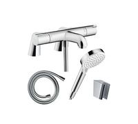 Pack mitigeur bain thermostatique Ecostat + Pommeau Crometta EcoSmart + Flexible Isiflex + Support et colonnettes Chromé