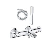 Pack mitigeur bain thermostatique Grohtherm 800 + Douchette 1 jet Vitalio Get Stick + Flexible