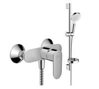 Pack mitigeur douche mécanique HANSGROHE Vernis Blend chromé + Ensemble de douche Crometta 2 jets blanc/chromé