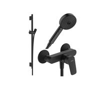 Pack mitigeur douche mécanique Logis + Barre Unica S Puro + flexible + Pommeau Pulsify Select 3 jets noir mat