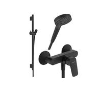 Pack mitigeur douche mécanique Logis + Barre Unica S Puro + flexible + Pommeau Vernis Blend Vario noir mat