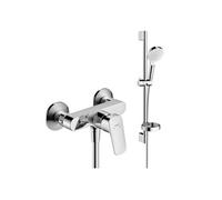 Pack mitigeur douche mécanique HANSGROHE Logis chromé + Ensemble de douche Crometta 2 jets blanc/chromé