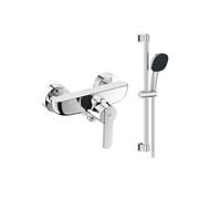 Pack mitigeur douche mécanique Quickfix Get + Ensemble carré barre et pommeau de douche 2 jets Vitalio Comfort 110 Chromé