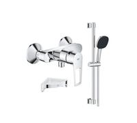 Pack mitigeur douche mécanique StartLoop + Ensemble de douche 2 jets avec barre + Tablette de douche d'angle