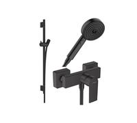 Pack mitigeur douche mécanique Vernis Shape + Barre Unica S Puro + flexible + Pommeau Pulsify Select 3 jets noir mat