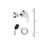 Pack mitigeur douche monocommande BauLoop + Douchette Vitalio Comfort 110 + Barre Quickflix Vitalio Smartactive + Flexible