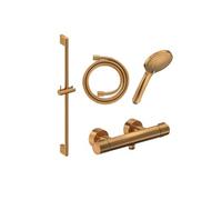 Pack mitigeur douche thermostatique 1000 + Barre 90 cm + Pommeau 3 jets + Flexible 160 cm Bronze brossé