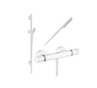 Pack mitigeur douche thermostatique Ecostat Comfort + Barre Unica S Puro + flexible + Pommeau Pulsify S blanc mat