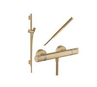 Pack mitigeur douche thermostatique Ecostat Comfort + Barre Unica S Puro + flexible + Pommeau Pulsify S bronze brossé