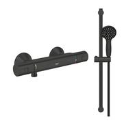 Pack mitigeur douche thermostatique GROHE Precision Start noir mat + ensemble GROHE Vitalio Start avec barre + support + pommeau