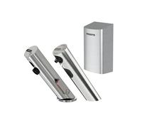 Pack mitigeur infrarouge, distributeur de savon et sèche-main Linea Inox brossé pour WC collectifs