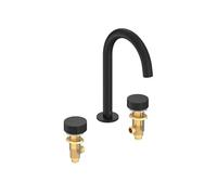 Pack mitigeur lavabo 3 trous L Grands Boulevards noir mat avec mécanisme complet