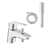 Pack mitigeur mécanique bain douche GROHE GROHE Start Quickfix + Douchette 1 jet Vitalio Get Stick et flexible