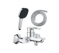 Pack mitigeur mécanique bain douche Start Loop chromé + Douchette 2 jets Vitalio Comf.110 et flexible