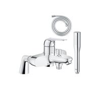 Pack mitigeur mécanique Swift avec colonnettes + Douchette 1 jet Vitalio Get Stick + Flexible 1750 mm et support