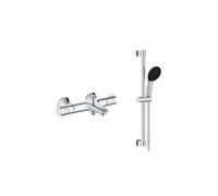 GROHE Pack Mitigeur thermostatique Bain Douche + pommeau de Douche + Barre de Douche + Flexible Grotherm 800 et Tempesta