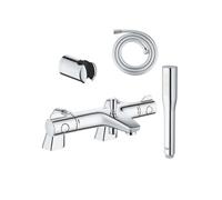 Pack mitigeur thermostatique Trend avec colonnettes + Douchette 1 jet Vitalio Get Stick + Flexible 1750 mm et support