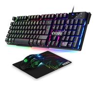 Pack Mk800 Filaire-Clavier Gaming Azerty (Layout Français) Rgb 105 Touches 19 Touches Anti-Ghosting-Souris Gamer 2400 Dpi-Tapis De