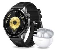 Pack Montre connectée Huawei Watch GT6 46 mm Bluetooth Noir avec bracelet fluoroélastomère Noir + Ecouteurs FreeBuds 6i Blanc