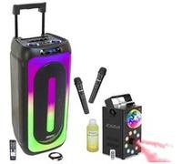 Pack MOOVING SOUND - Enceinte Bluetooth Portable 1000W USB SD AUX 2 Micros - Machine Fumée Noir G