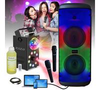 Pack MOOVING SOUND - Enceinte Karaoké 600W USB Bluetooth SD AUX Micro - Machine Fumée LED