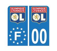 Pack Moto Autocollant Stickers Plaque d'immatriculation Premium Olympique Lyonnais - Numéro Personnalisé