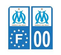 Pack Moto Autocollant Stickers Plaque d'immatriculation Premium OM Olympique de Marseille - Numéro Personnalisé