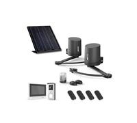Avidsen Orane 510 Solaire, Motorisation Portail Battant sans Fil avec Visiophone Vidéo, Kit Automatisme Complet 100% Solaire, 5m et 500kg, 4 Télécommandes, Photocellules, Économie d'Énergie, Gris
