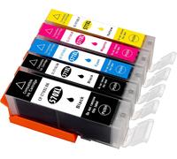 Pack multi, 5 cartouches d'encre XL avec puce compatibles pour Canon TS TS 5050 5051 5053 5055 6050 6051 6052 8050 8051 8052 8053 9050 9055,1 x noir, 1 x rose, 1 x jaune