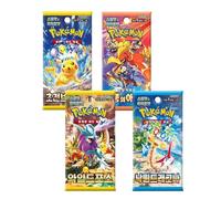 Pack mystère de 4 boosters Pokémon - Version coréenne | Sélection aléatoire parmi 20 sets | Boosters TCG originaux | Cartes Pokémon coréennes + protection d’expédition HeartGlobal®