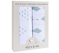 Pack N Play Parure de berceau portable 100 % jersey de coton unisexe pour bébé fille et bébé garçon - Motif diamant vert sauge par Ely's & Co.