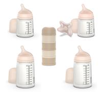 Pack naissance biberons anti colique Zerø.Zerø et boîte doseuse beige