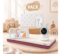 Pack Nanny BM-02 + Matelas Tiny + Babyphone Alnanny Premium Matelas bébé 60x120cm Rose
