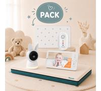 Pack Nanny BM-02 + Matelas Tiny + Babyphone Alnanny Premium Matelas bébé 70x140cm Bleu