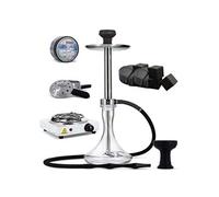pack narguilé chicha verre khéops altair et charbons et plaque et foyer silicone et chauffe charbon