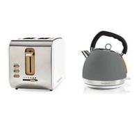 pack nedis bouilloire électrique 1.8l grillepain 2 fentes larges 900w Gris